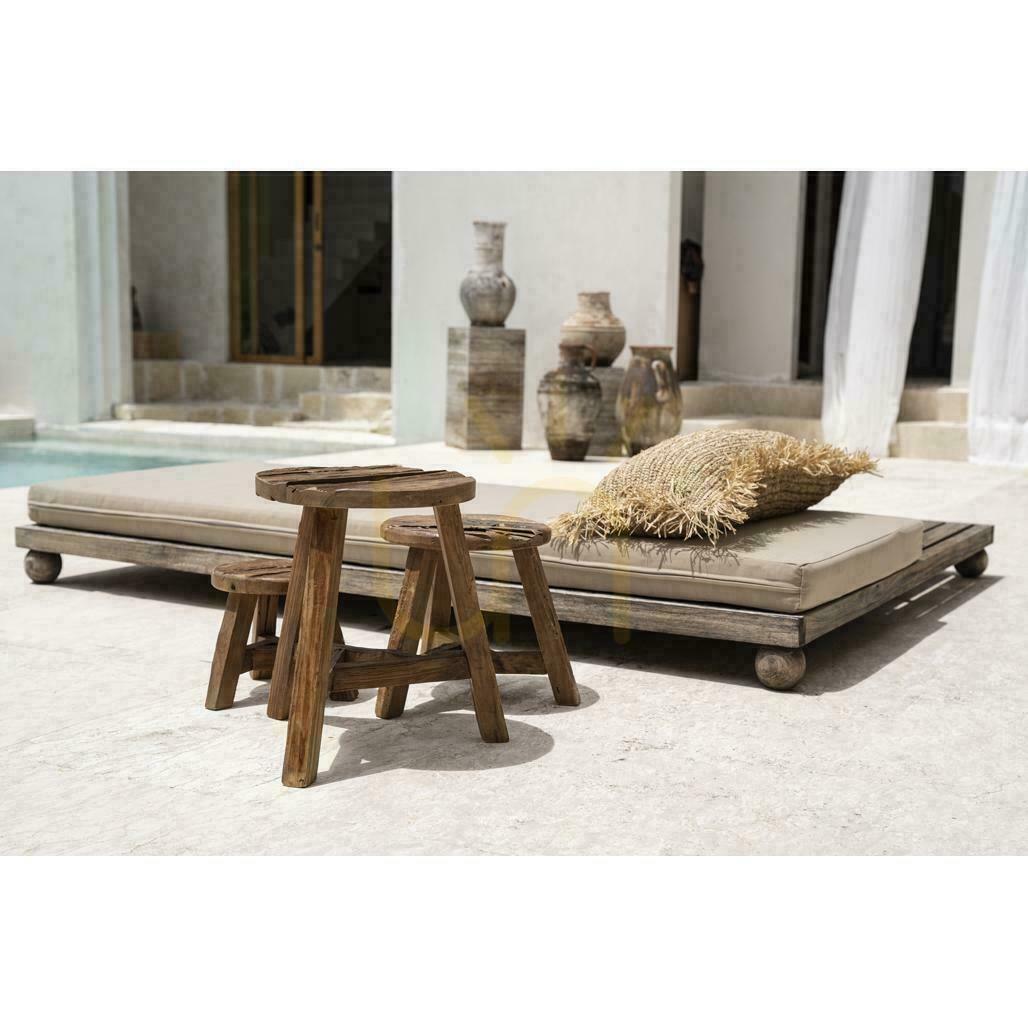 Check Stool BAZAR BIZAR Rustic Collection Reclaimed Teak Wood Natural 45 cm Stool BAZAR BIZAR Rustic Collection Reclaimed Teak Wood Natural 45 cm