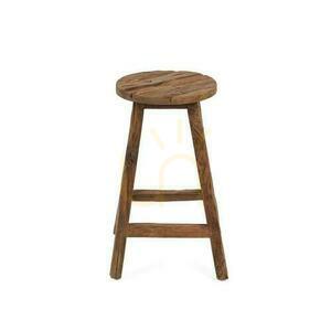 BAZAR BIZAR Shibori bar stool in natural reclaimed teak, 70 cm small 1