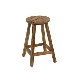 BAZAR BIZAR Shibori bar stool in natural reclaimed teak, 70 cm small 2