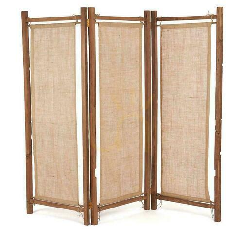 Check BAZAR BIZAR Zenbu Room Divider Natural Reclaimed Teak Wood Jute