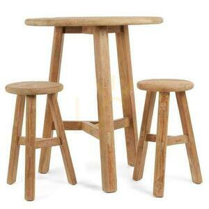Bar Table BAZAR BIZAR Natural Reclaimed Teak Wood 105 cm small 1