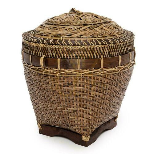 Check Rattan Storage Basket BAZAR BIZAR Colonial Collection Natural Brown L