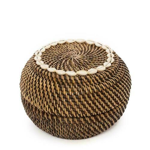 Check Wicker Basket BAZAR BIZAR Colonial Collection Rattan Natural Brown M