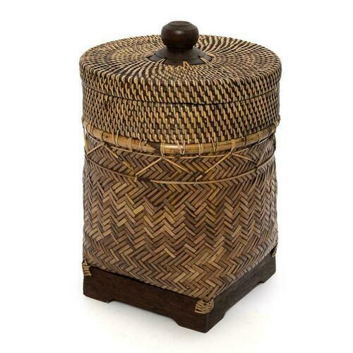 Check Wicker Basket BAZAR BIZAR Colonial Collection Rattan Natural Brown 36 cm