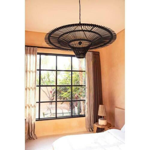 Check The Sky XL Pendant Lampshade, Black Rattan, Ø 110 cm – BAZAR BIZAR