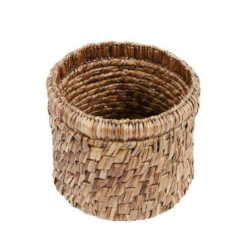 Check Water Hyacinth Wicker Basket BAZAR BIZAR Natural Beige 34x34x30 cm