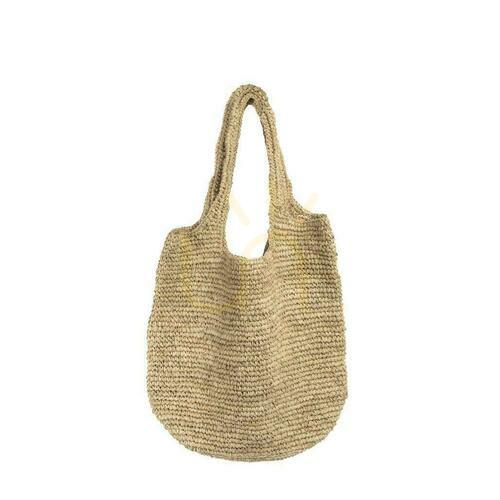 Check Raffia Shopper Bag BAZAR BIZAR Natural Beige 40 cm