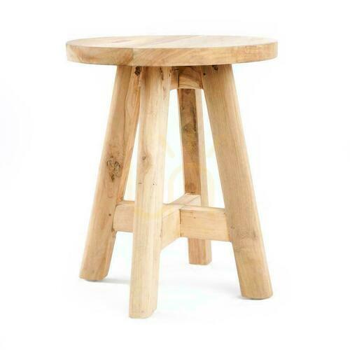 Check Teak Wood Stool BAZAR BIZAR Rustic Collection Natural 45 cm