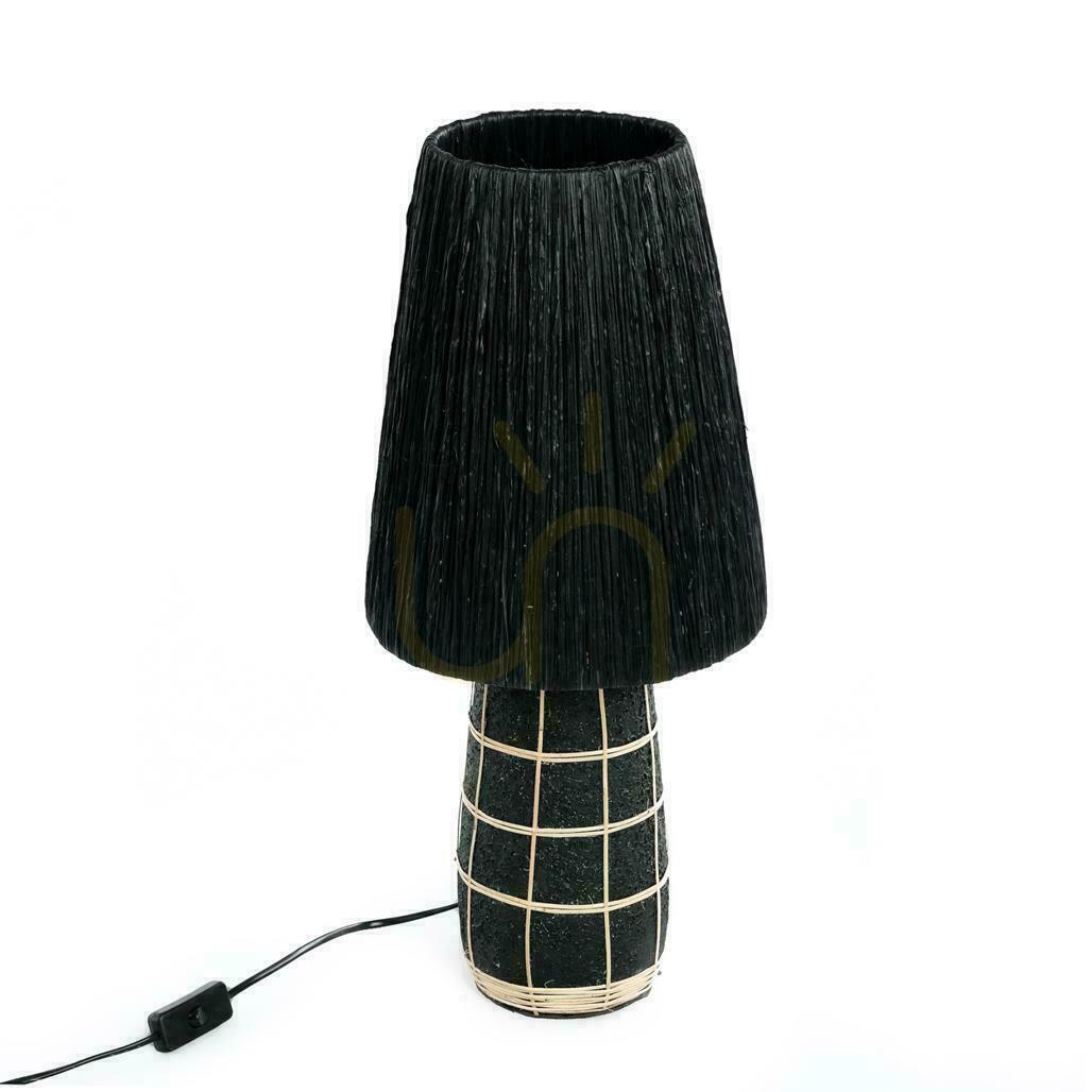 Show BAZAR BIZAR Naxos Table Lamp Black Natural Terracotta Grass 56 cm BAZAR BIZAR Naxos Table Lamp Black Natural Terracotta Grass 56 cm