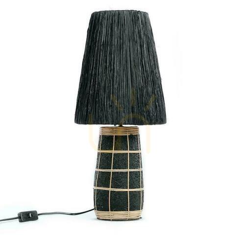 Check BAZAR BIZAR Naxos Table Lamp Black Natural Terracotta Grass 56 cm