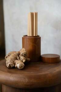 Teak Root Jar BAZAR BIZAR Natural Teak Wood M small 1