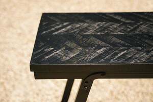 BAZAR BIZAR Herringbone Black Teak and Iron Bar Table, 140 cm small 5
