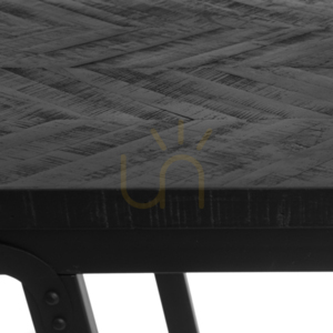 High Dining Table BAZAR BIZAR Black Teak Wood Black Iron 140 cm small 1