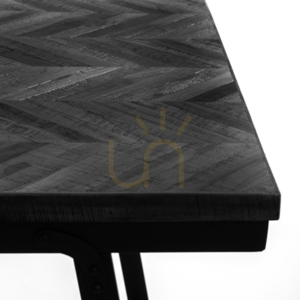 High Dining Table BAZAR BIZAR Black Teak Wood Black Iron 140 cm small 2