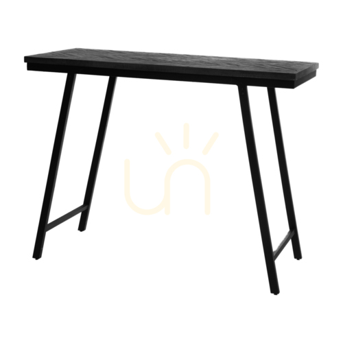 Check High Dining Table BAZAR BIZAR Black Teak Wood Black Iron 140 cm