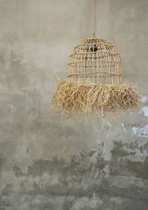 BAZAR BIZAR Casita S hanging lampshade in mendong grass, natural 40 × 65 cm small 6