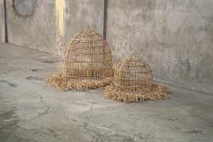 BAZAR BIZAR Casita S hanging lampshade in mendong grass, natural 40 × 65 cm small 7
