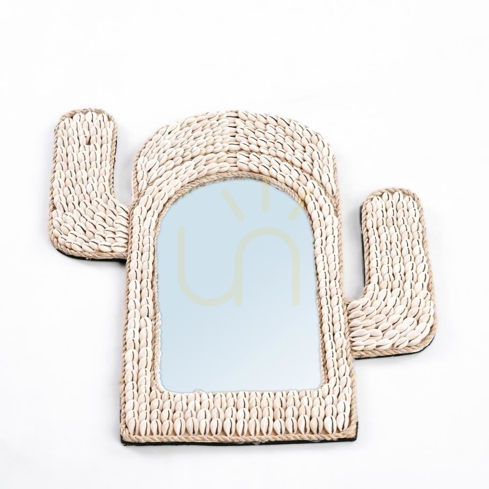 Display BAZAR BIZAR Cactus Shell Mirror White Glass 40 cm BAZAR BIZAR Cactus Shell Mirror White Glass 40 cm