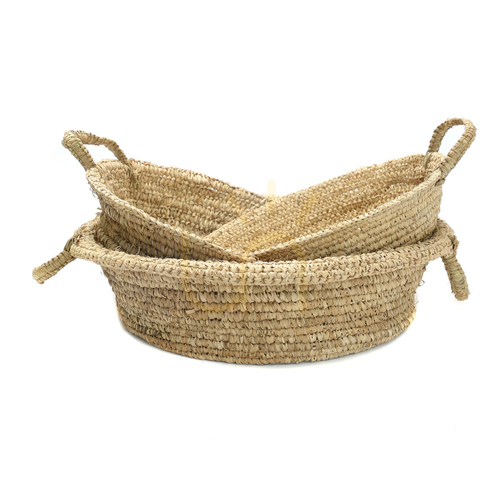 Check Raffia Basket Tray BAZAR BIZAR Natural S