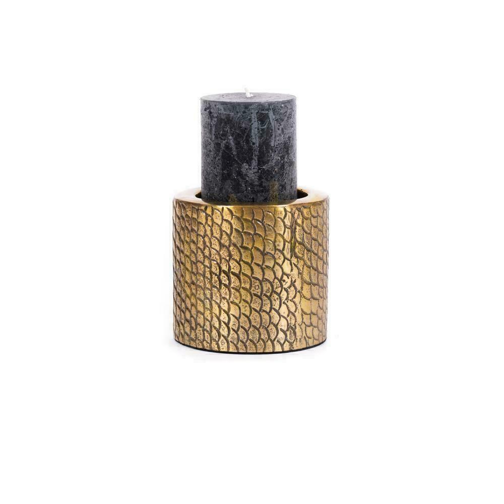 BAZAR BIZAR Croco Brass Aluminium Candle Holder M
