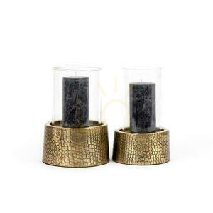 Candle Holder BAZAR BIZAR Croco Glass Brass Aluminium L 1 Candle Holder BAZAR BIZAR Croco Glass Brass Aluminium L small 1