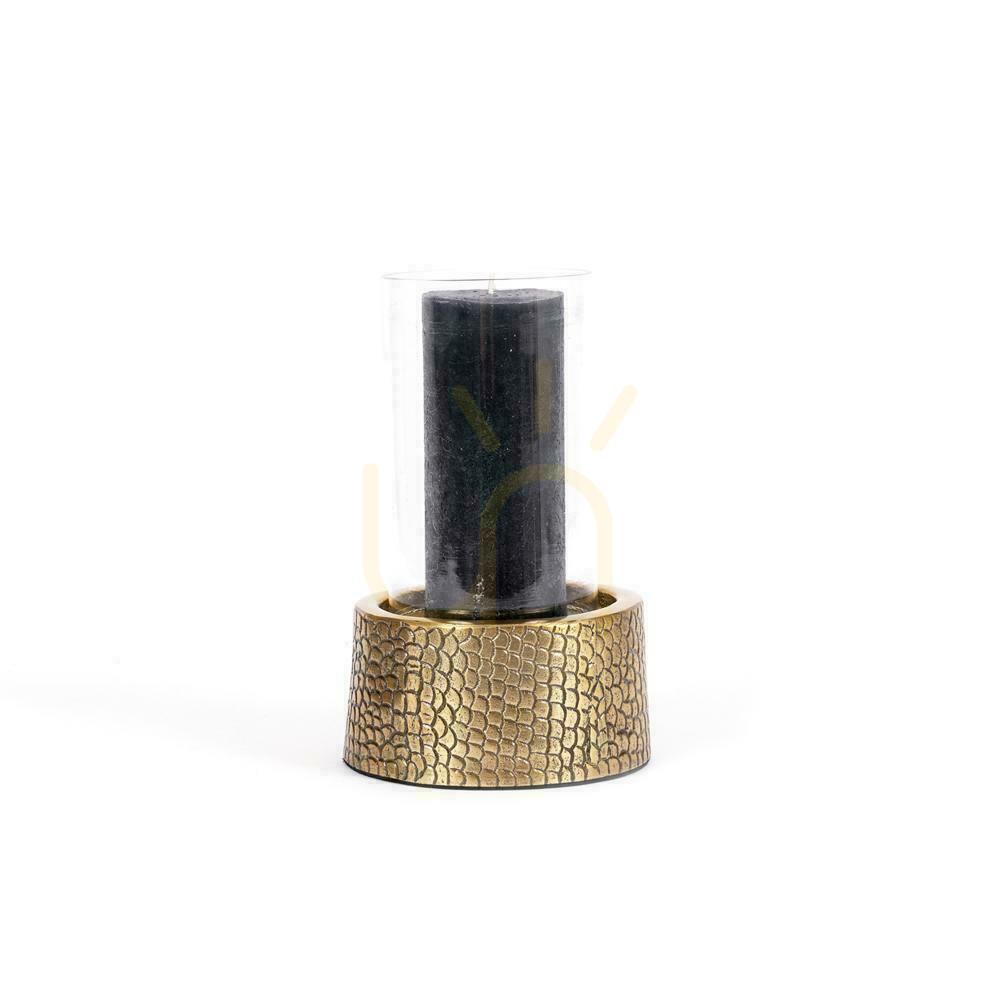 Candle Holder BAZAR BIZAR Croco Brass Aluminium with Glass M