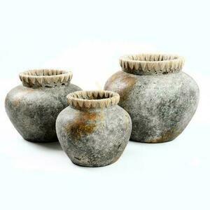 Vase BAZAR BIZAR Terracotta Collection Antique Grey L Terracotta Raffia small 6
