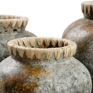Vase BAZAR BIZAR Terracotta Collection Antique Grey L Terracotta Raffia small 7