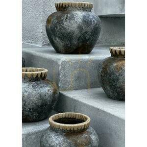 Vase BAZAR BIZAR Terracotta Collection Antique Grey Terracotta Raffia M small 3