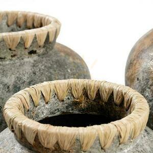 Vase BAZAR BIZAR Terracotta Collection Antique Grey Terracotta Raffia M small 5