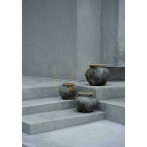 Vase BAZAR BIZAR Terracotta Collection Antique Grey Terracotta Raffia S small 2