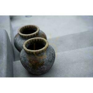 Vase BAZAR BIZAR Terracotta Collection Antique Grey Terracotta Raffia S small 3