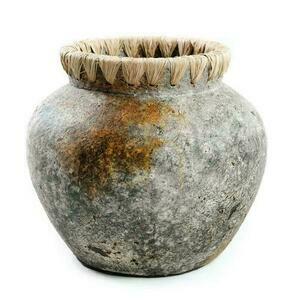 Vase BAZAR BIZAR Terracotta Collection Antique Grey Terracotta Raffia S small 0