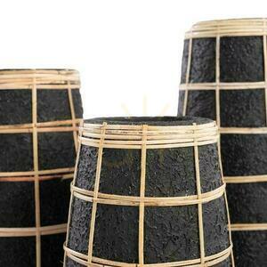 Vase BAZAR BIZAR Terracotta Collection Black Natural L Terracotta Rattan small 1