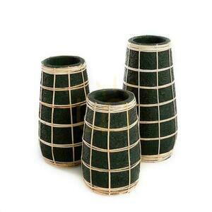 Vase BAZAR BIZAR Terracotta Collection Black Natural L Terracotta Rattan small 3