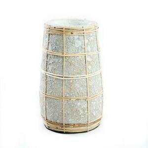 Cutie Vase BAZAR BIZAR S Terracotta with Rattan Trim Concrete Natural 14x22 cm small 0