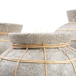Vase BAZAR BIZAR Belly Terracotta Collection Concrete Natural L Rattan 33 cm small 3