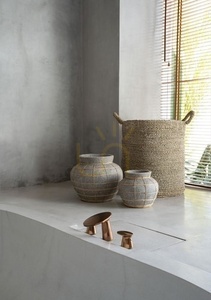 Vase BAZAR BIZAR Belly Terracotta Collection Concrete Natural L Rattan 33 cm small 4