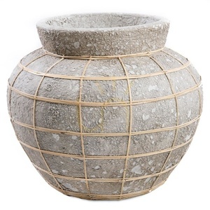 Vase BAZAR BIZAR Belly Terracotta Collection Concrete Natural L Rattan 33 cm small 0