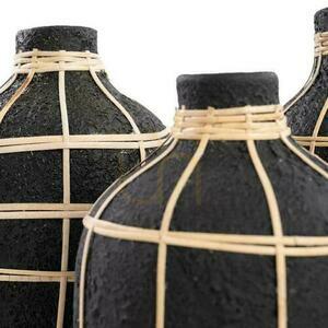 Vase BAZAR BIZAR Terracotta Rattan Black Natural L 24 cm small 1