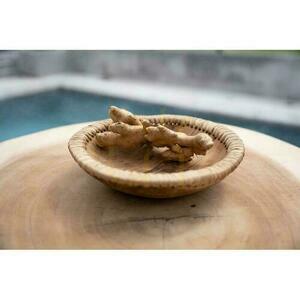 Teak Wood Leather Bowl Natural BAZAR BIZAR L small 2