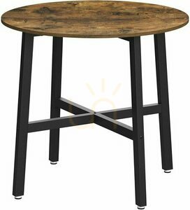 VASAGLE KDT080B01 Round Dining Table 80 cm Rustic Brown and Black small 0