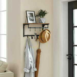Wall Coat Rack with Shelf and 8 Hooks VASAGLE LCR103B01 small 1