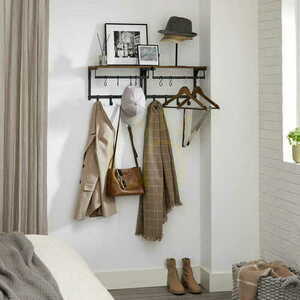Wall Coat Rack with Shelf and 8 Hooks VASAGLE LCR103B01 small 3