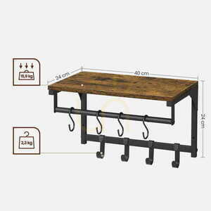 Wall Coat Rack with Shelf and 8 Hooks VASAGLE LCR103B01 small 6