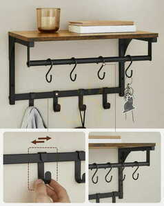 Wall Coat Rack with Shelf and 8 Hooks VASAGLE LCR103B01 small 7