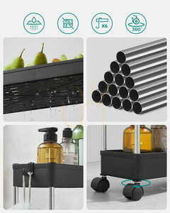 Cabinet on wheels 4 shelves black - KSC008B01 small 2