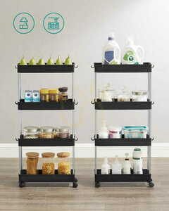 Cabinet on wheels 4 shelves black - KSC008B01 small 5
