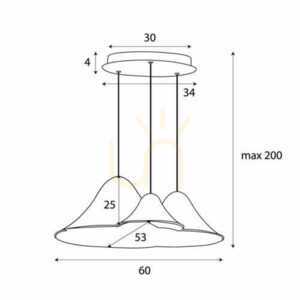Pendant Light Max Light Bellmond P0565 Black Grey Felt 3-Light LED 60 cm small 5