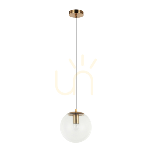 Check Italux Sarpo Pendant Light E27 Brass Transparent Glass 20 cm PND-58867-1S-BK-BRO